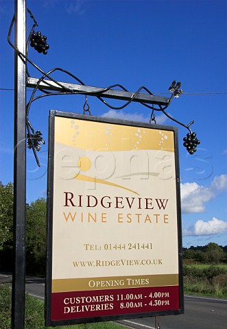 Sign for RidgeView Wine Estate Ditchling Common   East Sussex England