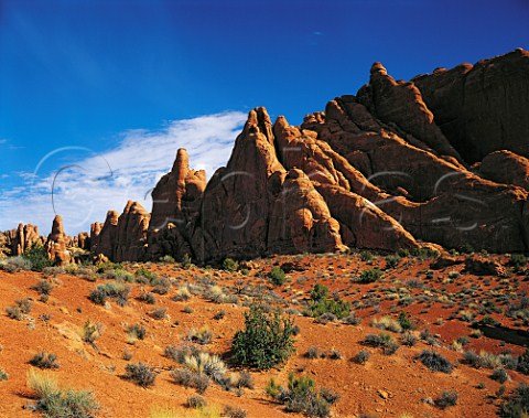 Sandstone formations near the Fiery Furnace Arches   National Park Utah USA