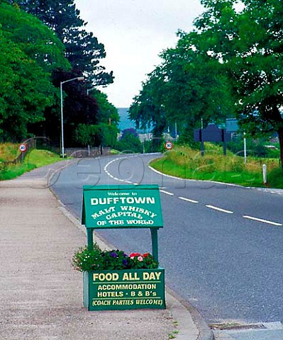 Sign at the entrance to Dufftown  Banffshire Scotland Speyside