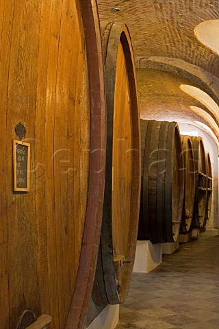 Barrels of Barolo wine in cellars of Giacomo   Borgogno Piedmont Italy  Barolo