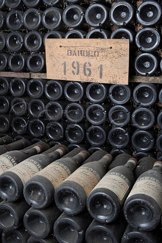 Bottles of 1961 Barolo in cellars of Giacomo   Borgogno Piedmont Italy  Barolo