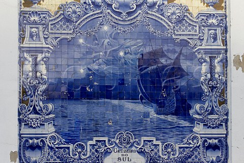 Traditional Azulejos blue tile picture in Pavilhao   des Desportes Lisbon Portugal