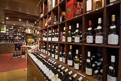 Bottles on display in JeanLuc Aegerter wine shop Rue Carnot Beaune Cte dOr France