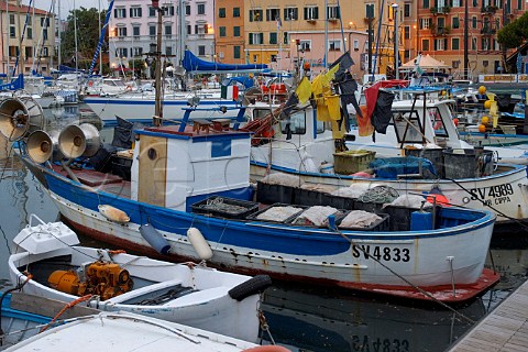 Fishing boats in the harbour at Savona Liguria   Italy