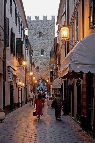 Street in the old quarter of Noli Liguria Italy