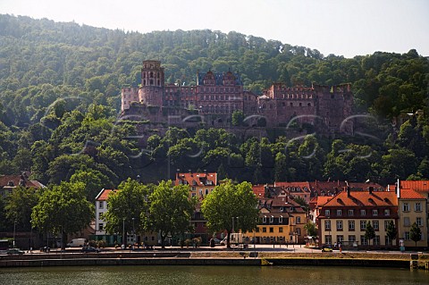 Heidelberg castle overlooking the old town and   Neckar River BadenWrttemberg Germany