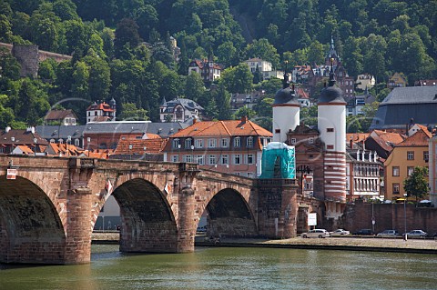 KarlTheodorBrcke bridging the Neckar River and   leading to Heidelbergs Altstadt BadenWrttemberg   Germany