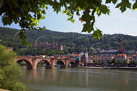 KarlTheodorBrcke bridging the Neckar River and   leading to Heidelbergs Altstadt BadenWrttemberg   Germany