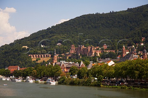 Heidelberg castle overlooking the old town and River   Neckar BadenWrttemberg Germany