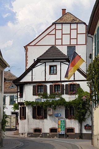 German flag flying in the wine town of Wachenheim   Germany  Pfalz