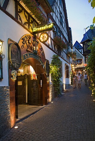 The Drosselhof one of many wine bars and taverns in   Drosselgasse Rdesheim Rheingau Germany