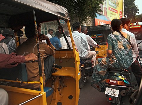 People stuck in busy traffic Chennai Madras India