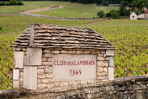 Plaque in wall of Clos des Lambrays vineyard   MoreyStDenis Cte dOr France Cte de Nuits   Grand Cru