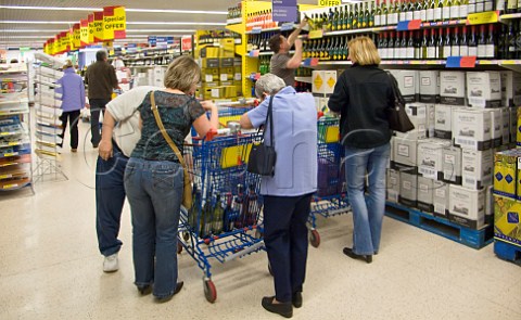 English shoppers buying wine in one of the many wine   and beer supermarkets in Calais NordPasdeCalais   France