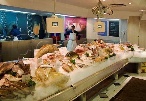 Fresh fish counter in Selfridges food hall London