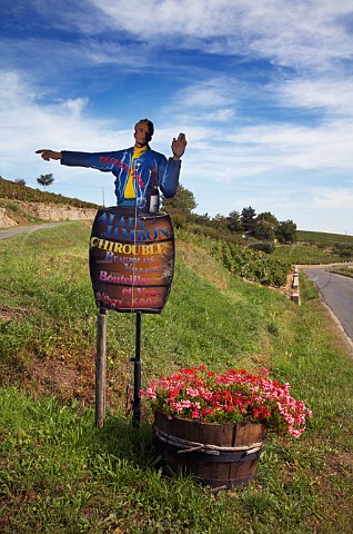 Sign to winery of Alain Jambon in the hills above   Chiroubles France    Chiroubles  Beaujolais