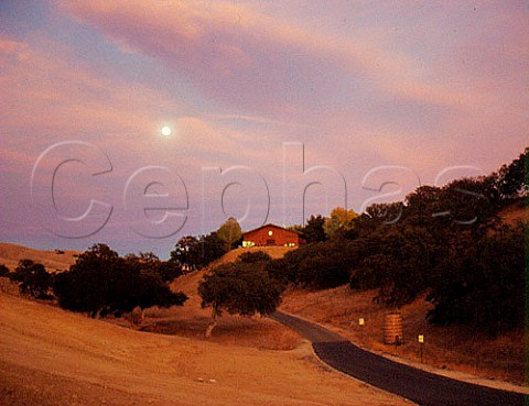 Full moon rising over PrettySmith winery near San   Miguel San Luis Obispo Co California Paso Robles