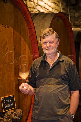 JeanMichel Deiss of Domaine Marcel Deiss in his   barrel cellar Bergheim HautRhin France  Alsace