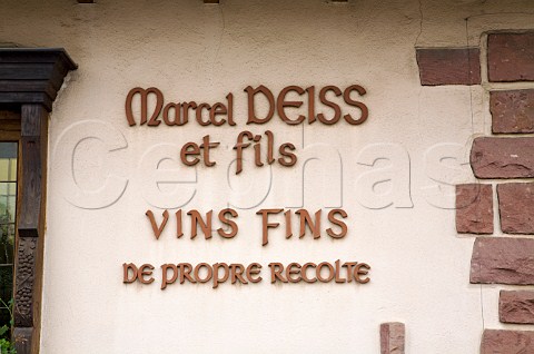 Sign outside the tasting room at Domaine Marcel   Deiss et Fils Bergheim HautRhin France  Alsace