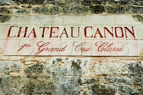 Stone plaque in vineyard wall of Chteau Canon   Saintmilion Gironde France
