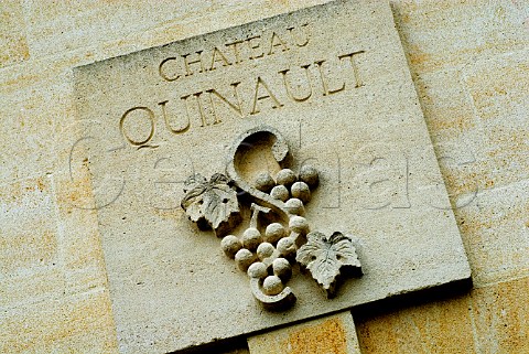 Stone plaque on cellar wall at Chteau Quinault   LEnclos Libourne Gironde France Saintmilion    Bordeaux