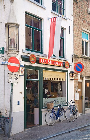 Local caf  pub De Muppets Langestraat Bruges Belgium
