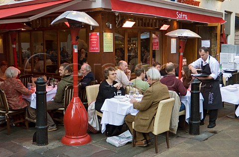 Alfresco seating outside a small restaurant in Barrett Street London