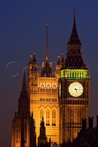Big Ben St Stephens Tower and the Houses of Parliament at dusk London