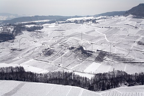 View from the hilltop village of ChteauChalon over vineyards to MentruleVignoble Jura France ChteauChalon  Vin Jaune