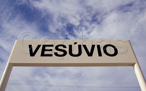 Sign on Vesvio train station the stop for Symingtons Quinta do Vesvio in the Douro valley Portugal Port