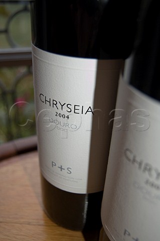 Bottles of Chryseia 2004 Douro table wine a joint venture between the Symington family and Bruno Prats Douro Valley Portugal