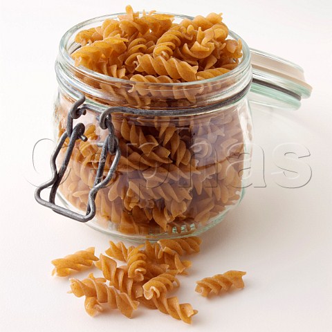 Wholemeal pasta in a kilner storage jar