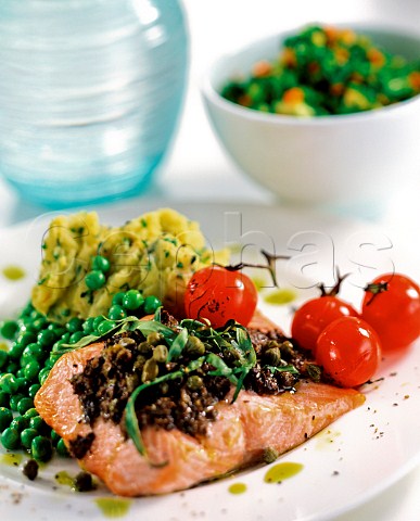 Salmon with tapenade