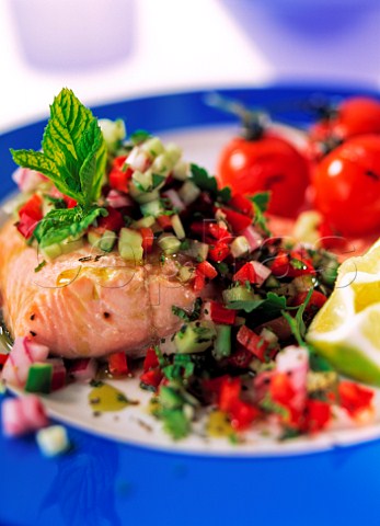 Salmon tapenade with cherry tomatoes