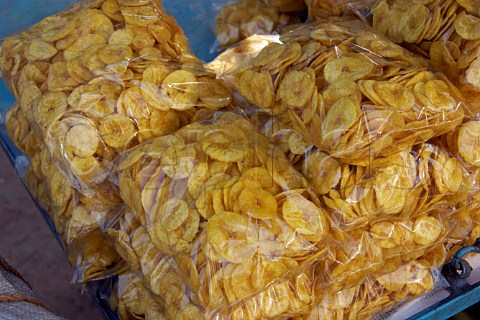 Packets of freshly made banana chips for sale Thiruvananthapuram Trivandrum Kerala India