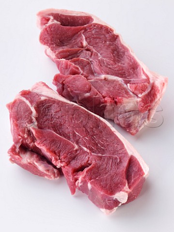 Raw lamb steaks