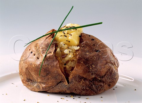 Jacket potato with butter and chives