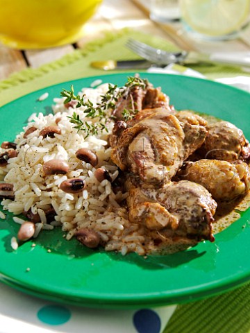 Caribbean chicken curry with rice