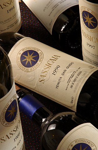 Different vintages of Sassicaia