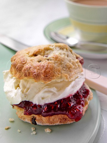 Raspberry jam and cream scone