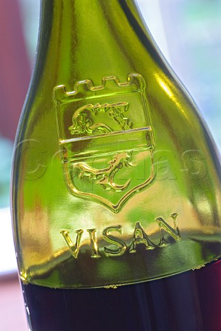Closeup on bottle of Ctes du Rhne VillagesVisan