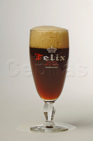 Glass of Felix Oud Bruin beer Verhaeghe Belgium