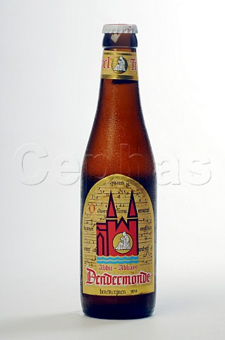 Bottle of Dendermonde Abbaye tripel blond beer Belgium