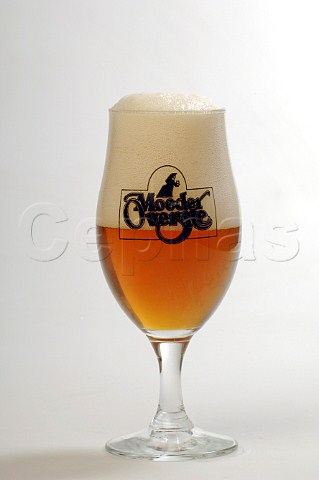 Glass of Moeder Overste Abbey Tripel beer Brasserie Lefebvre Belgium