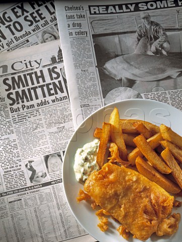 Fish and chips on newspaper