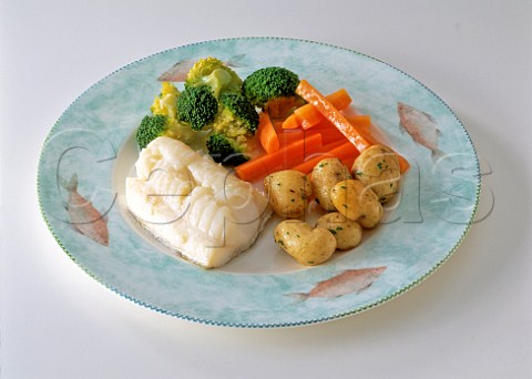 Steamed cod with boiled vegetables