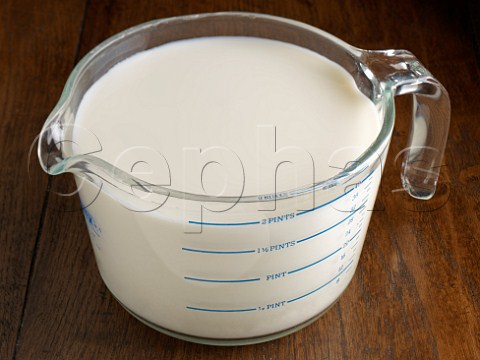 Semi skimmed milk in a measuring jug