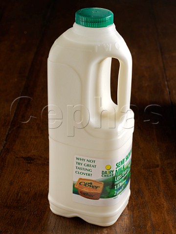 Semi skimmed milk in plastic two pint bottle