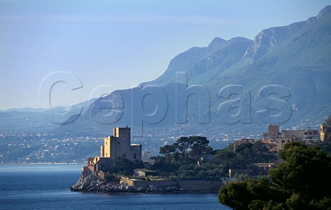 Norman castle on the bay east of Palermo Sicily
