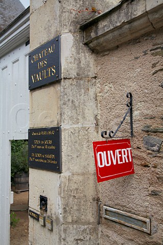 Ouvert open sign for wine tasting at entrance to Domaine du Closel Savennires MaineetLoire France